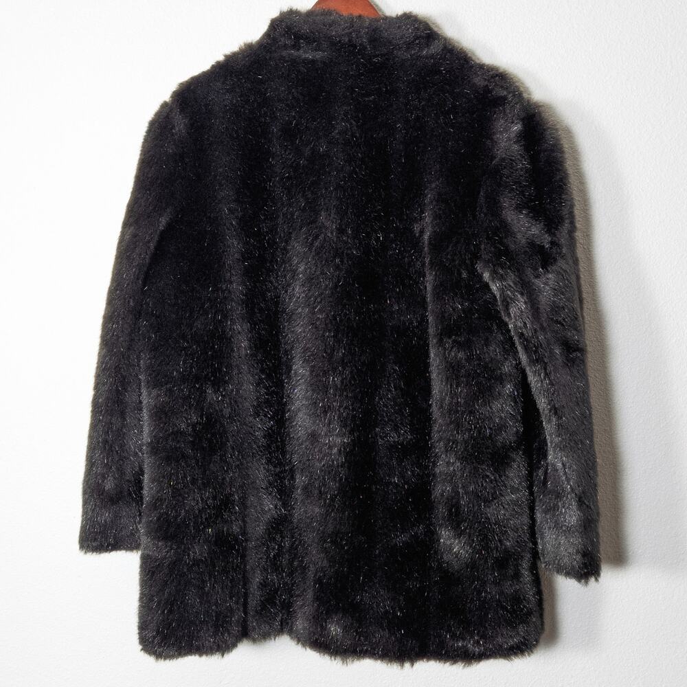Source Unknown Faux Fur Coat Size L Black Chic Elegant Evening Luxe - Picture 2 of 9